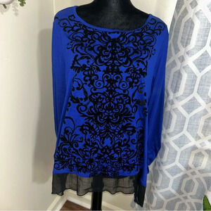Cato Woman Tunic Blouse Blue Long Sleeve Size 22/24W